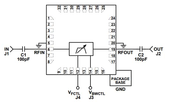 Application Circuit Diagram - Analog Devices Inc. HMC890 Tunable Band-Pass Filters Application Circuit Diagram - Analog Devices Inc. HMC890 Tunable Band-Pass Filters